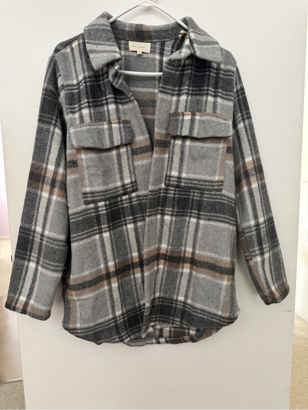 Melloday Women's Plaid Flannel Shirt Jacket